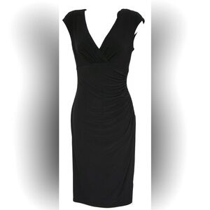 LAUREN Ralph Lauren Dress Black Flattering Fit Side Gather Size 2 Women